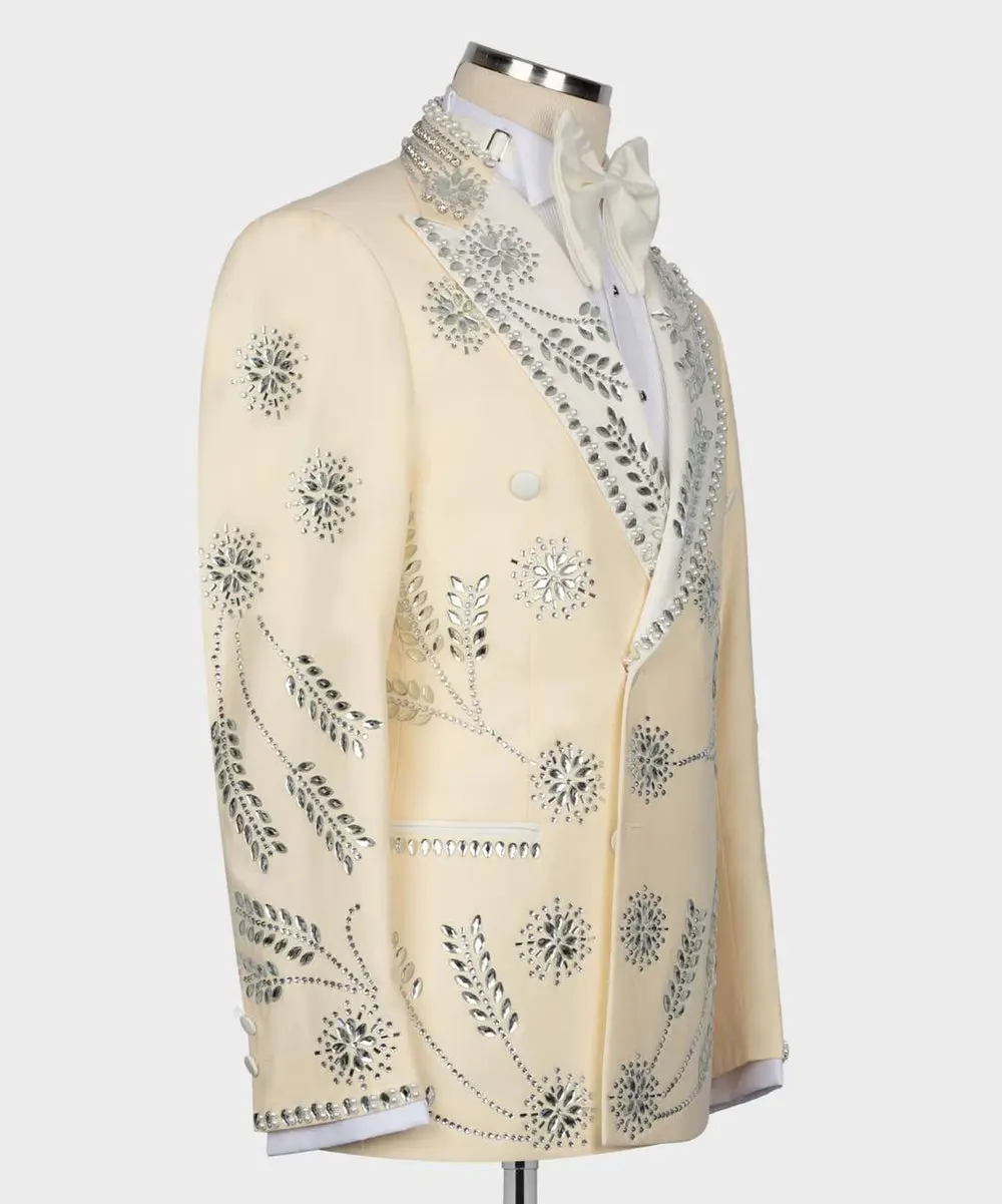 Men's Cream Tuxedo, Gem Stoned — photograph 3