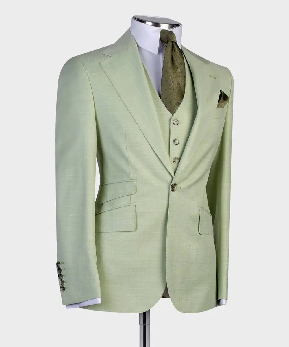 Men's 3 Piece Classic Green Suit — photograph 3