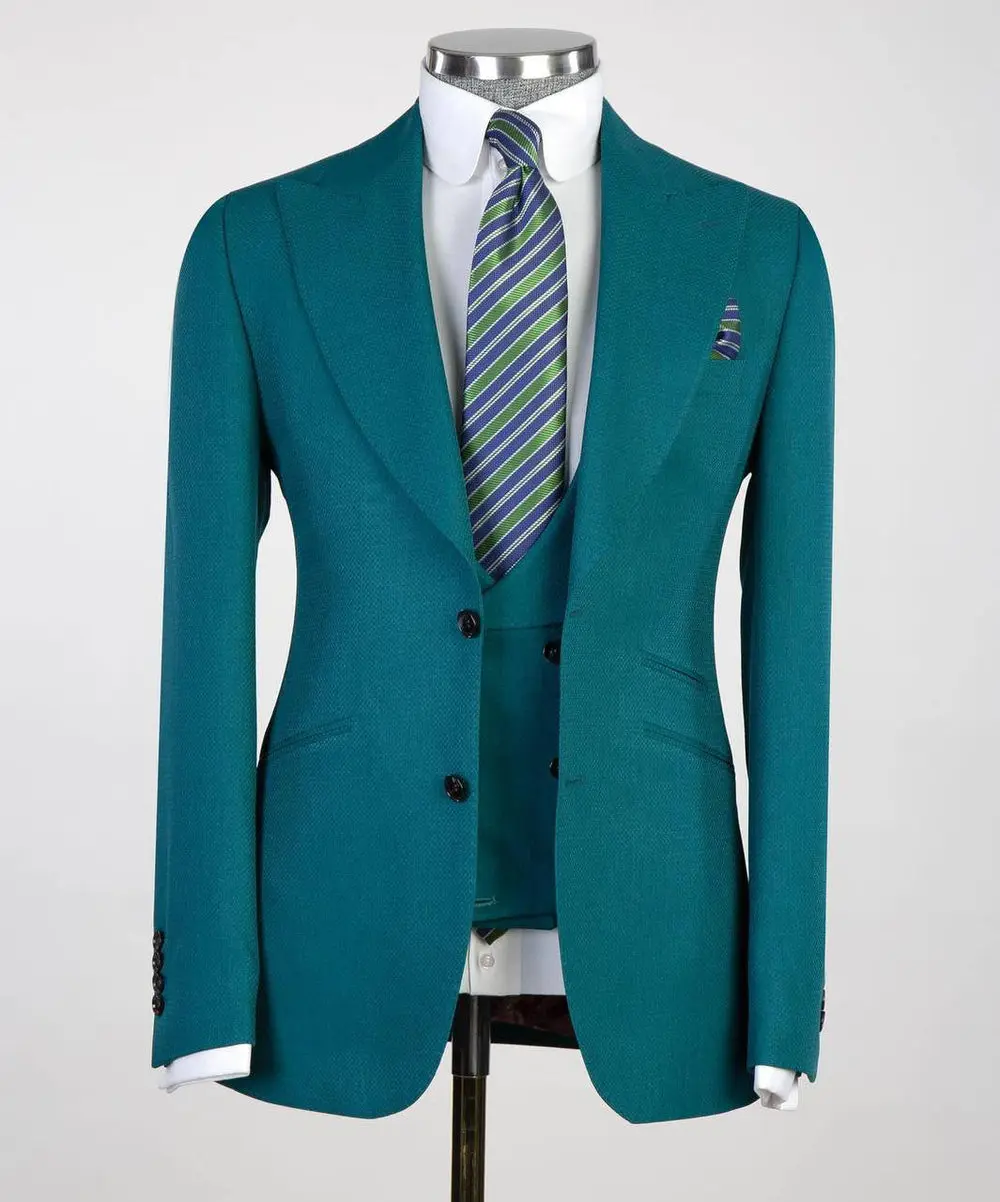 Men's 3 Piece Classic Green Suit — photograph 1