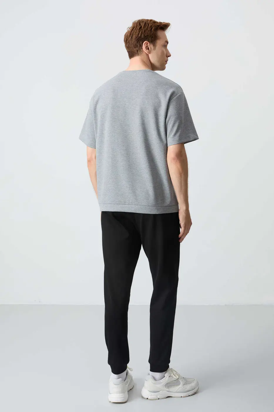 Men's-Grey-Black-Short Sleeve-Tracksuit Set — photograph 7