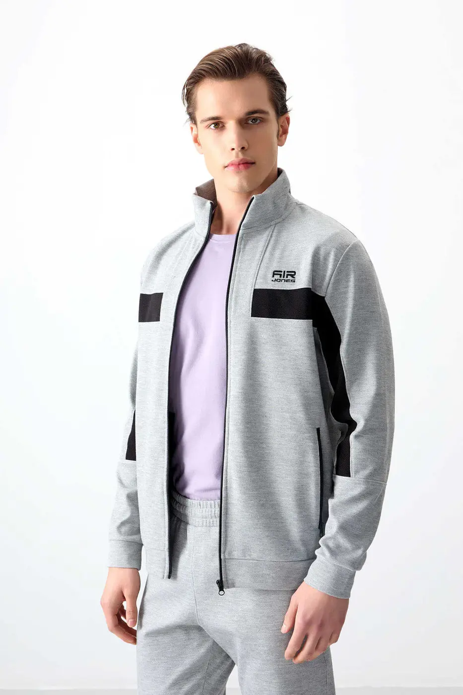 Men's Grey- Textured Tracksuit Set Melanj — photograph 3