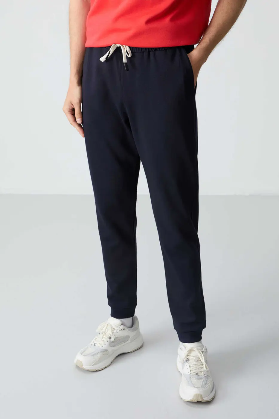 Men's-Red-Navy-Short Sleeve-Tracksuit Set — photograph 3
