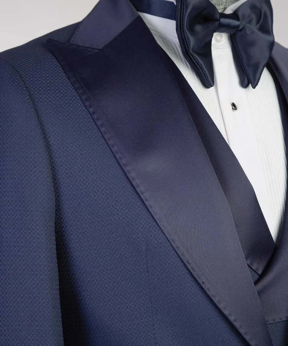 Men's Navy Tuxedo-Asymmetrical Satin Lapel — photograph 2