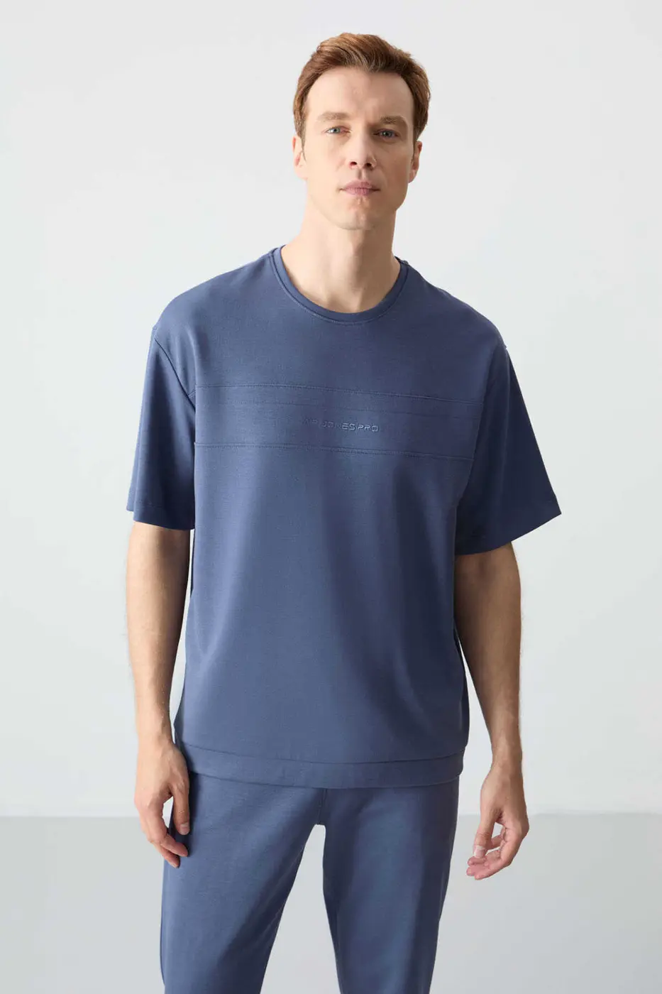 Men's-Petrol Blue-Short Sleeve-Tracksuit Set — photograph 2