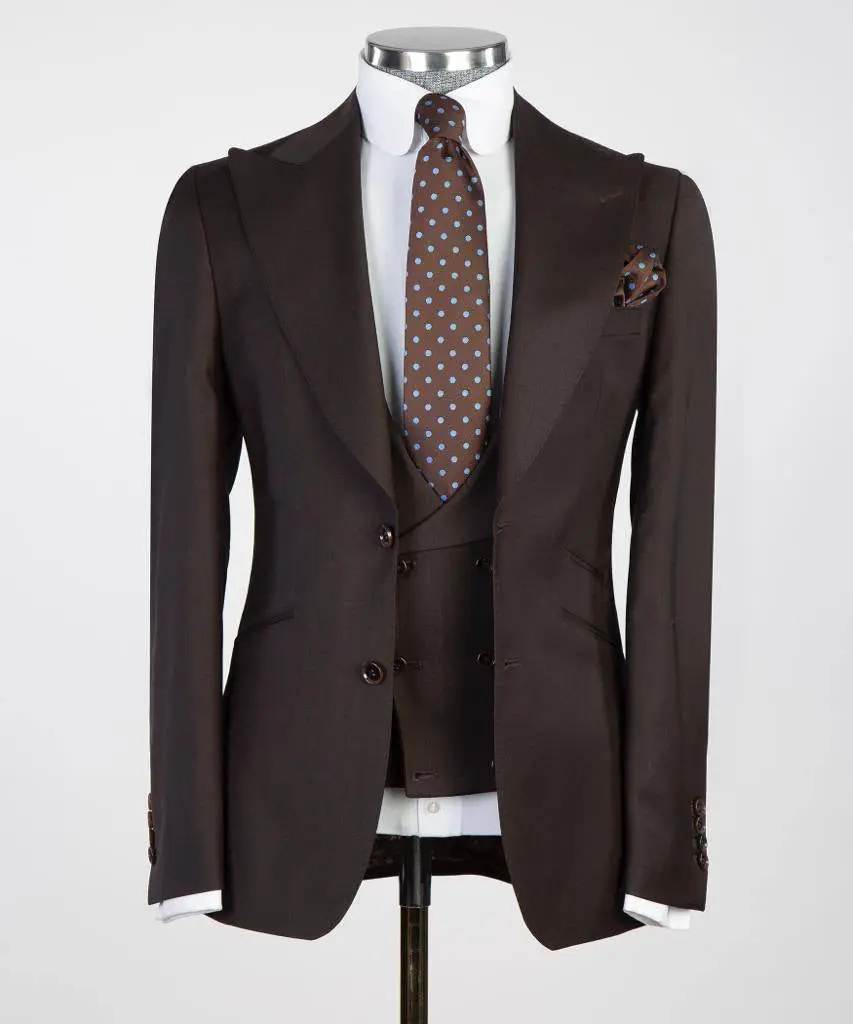 Men's 3 Piece Classic Brown Suit — photograph 1