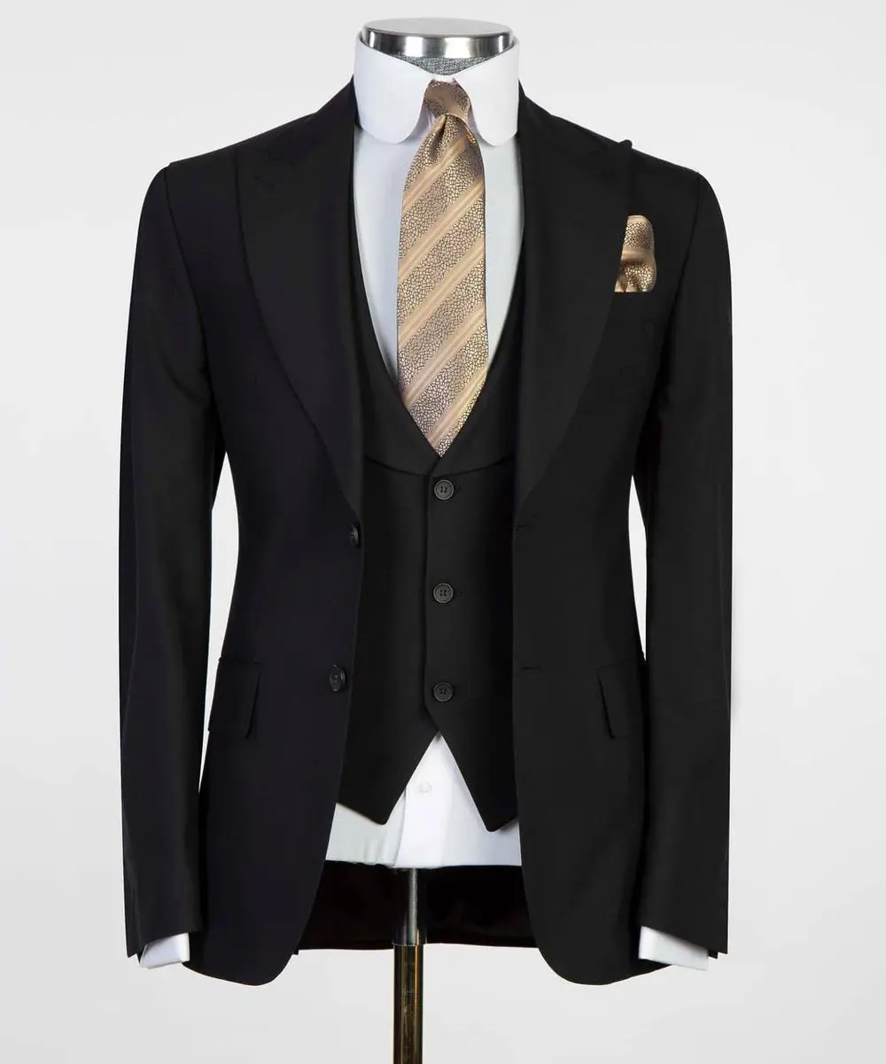 Men's 3 Piece Classic Black Suit — photograph 1