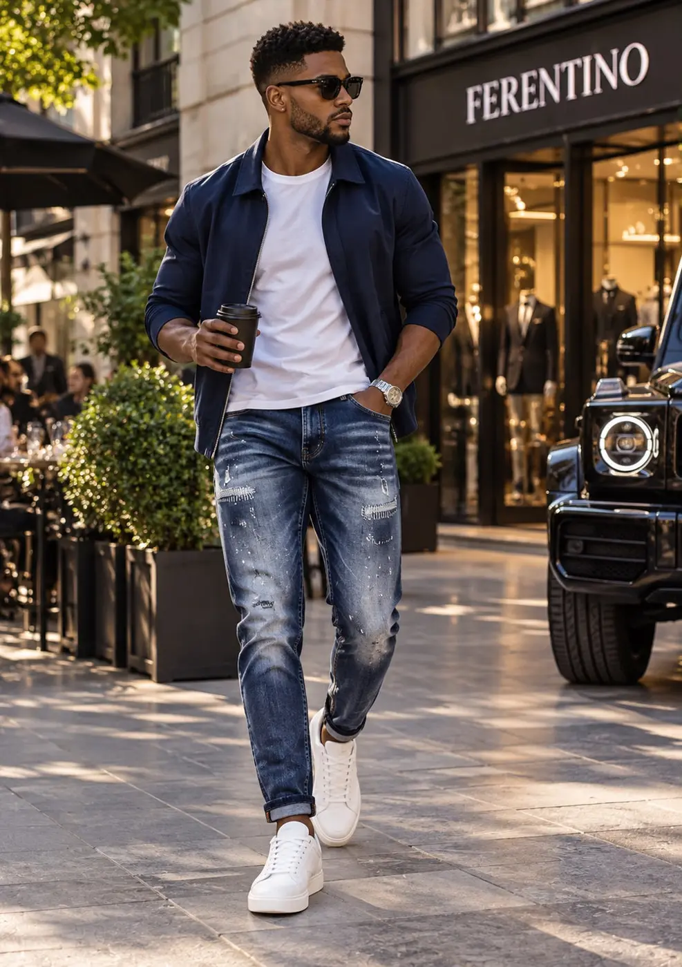 Men's Slim Fit Stretch Denim Jeans – Dark Wash Blue — photograph 1