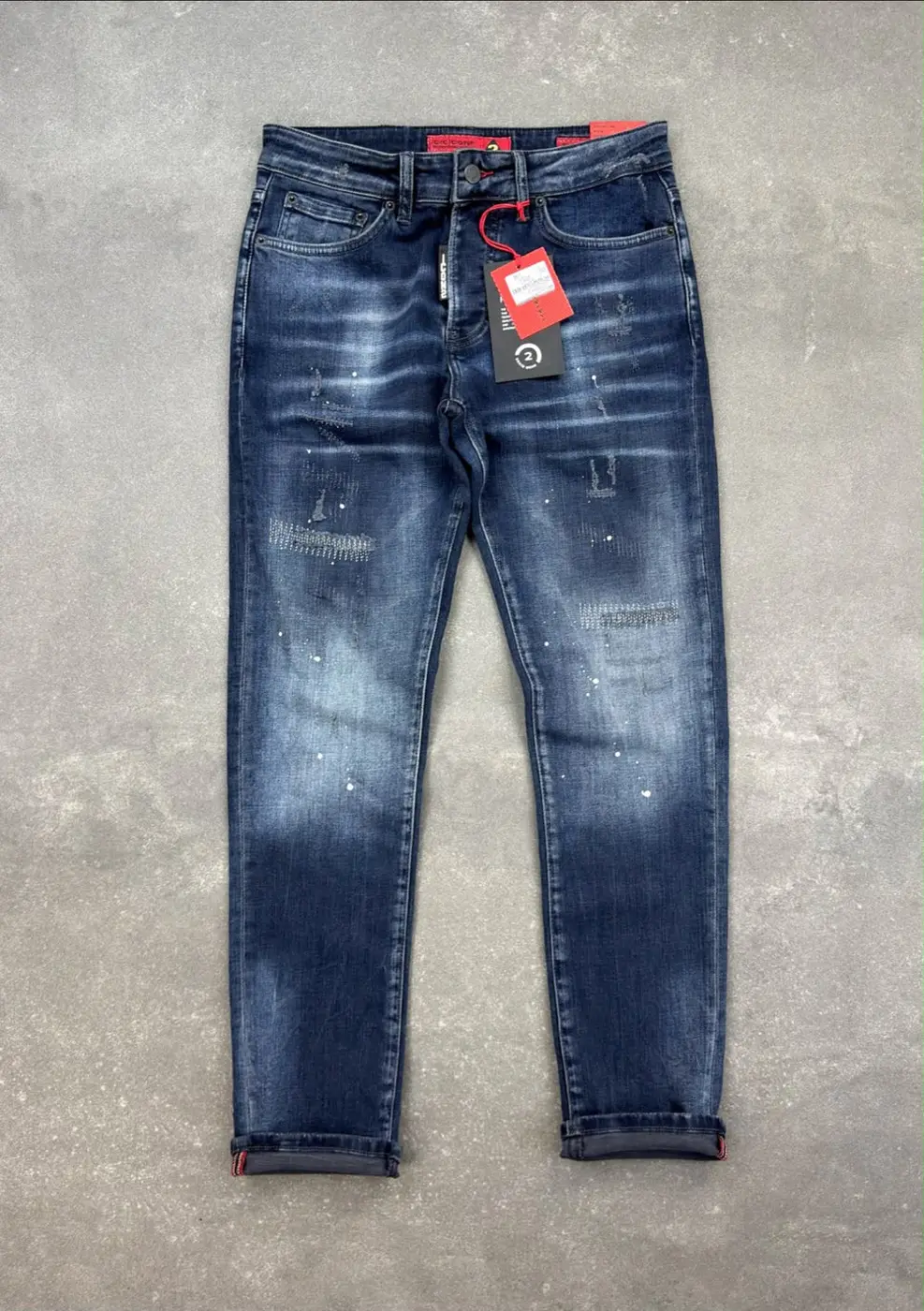 Men's Slim Fit Stretch Denim Jeans – Dark Wash Blue — photograph 2