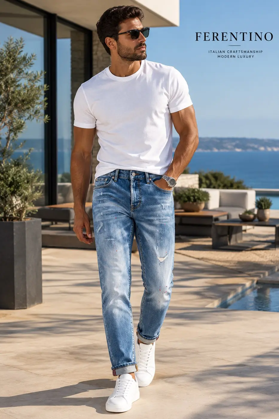 Men's Slim Fit Stretch Denim Jeans – Blue — photograph 1