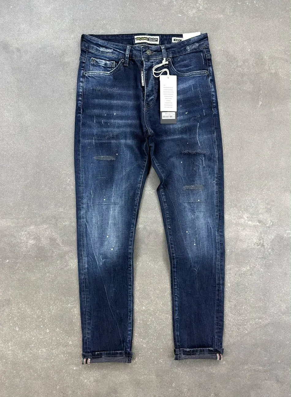 Men's Slim Fit Stretch Denim Jeans – Navy Blue — photograph 2