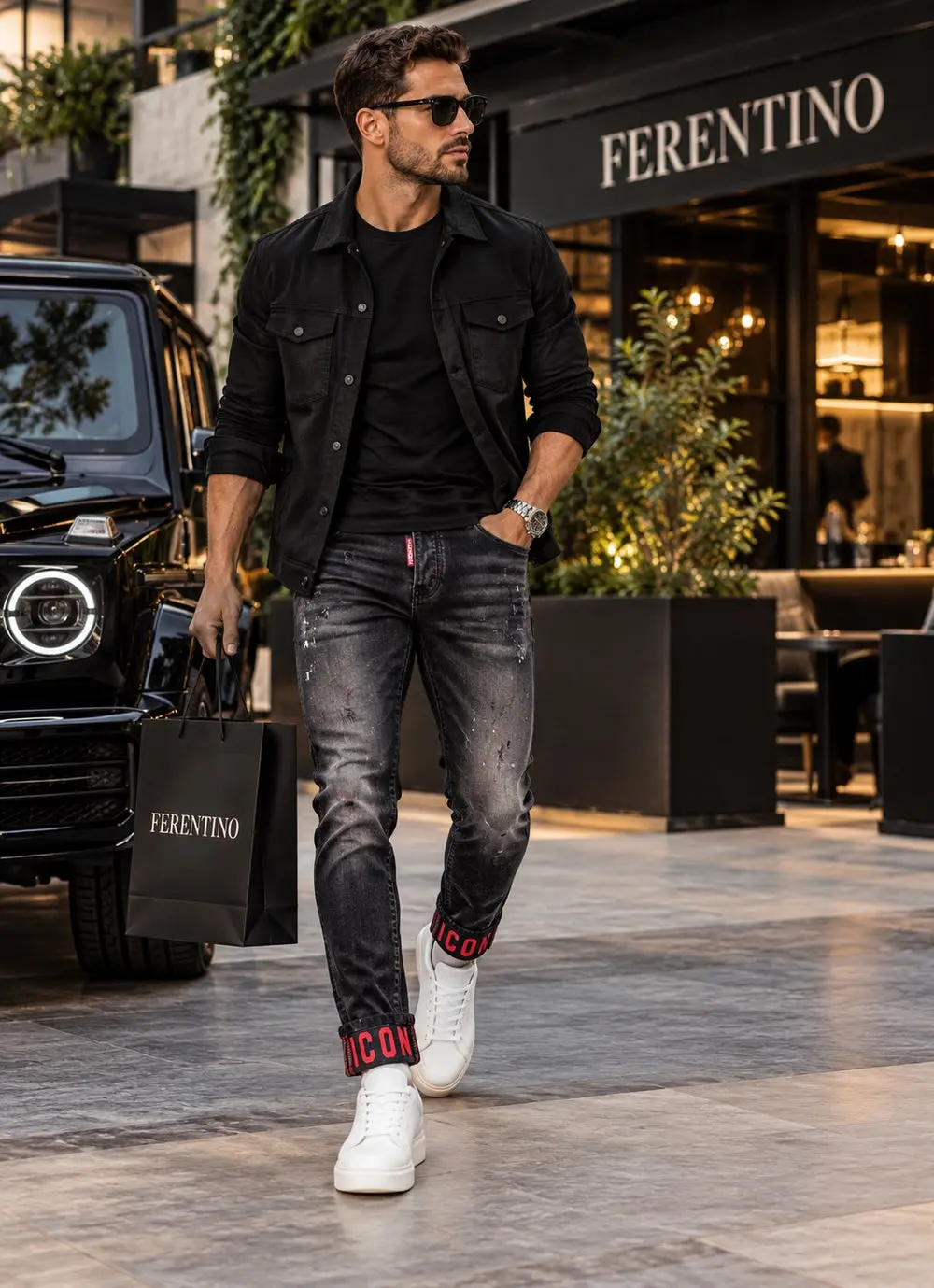 Men's Slim Fit Stretch Denim Jeans – Washed Black — photograph 1