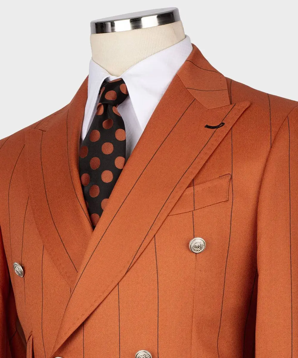 Men's Suit -2 Piece Double Breasted Stripy — photograph 2