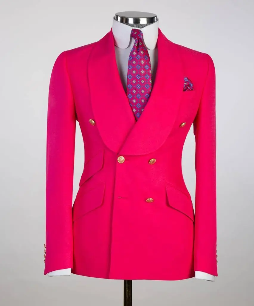 Men's Suit 2 Piece Double Breasted Pink — photograph 1