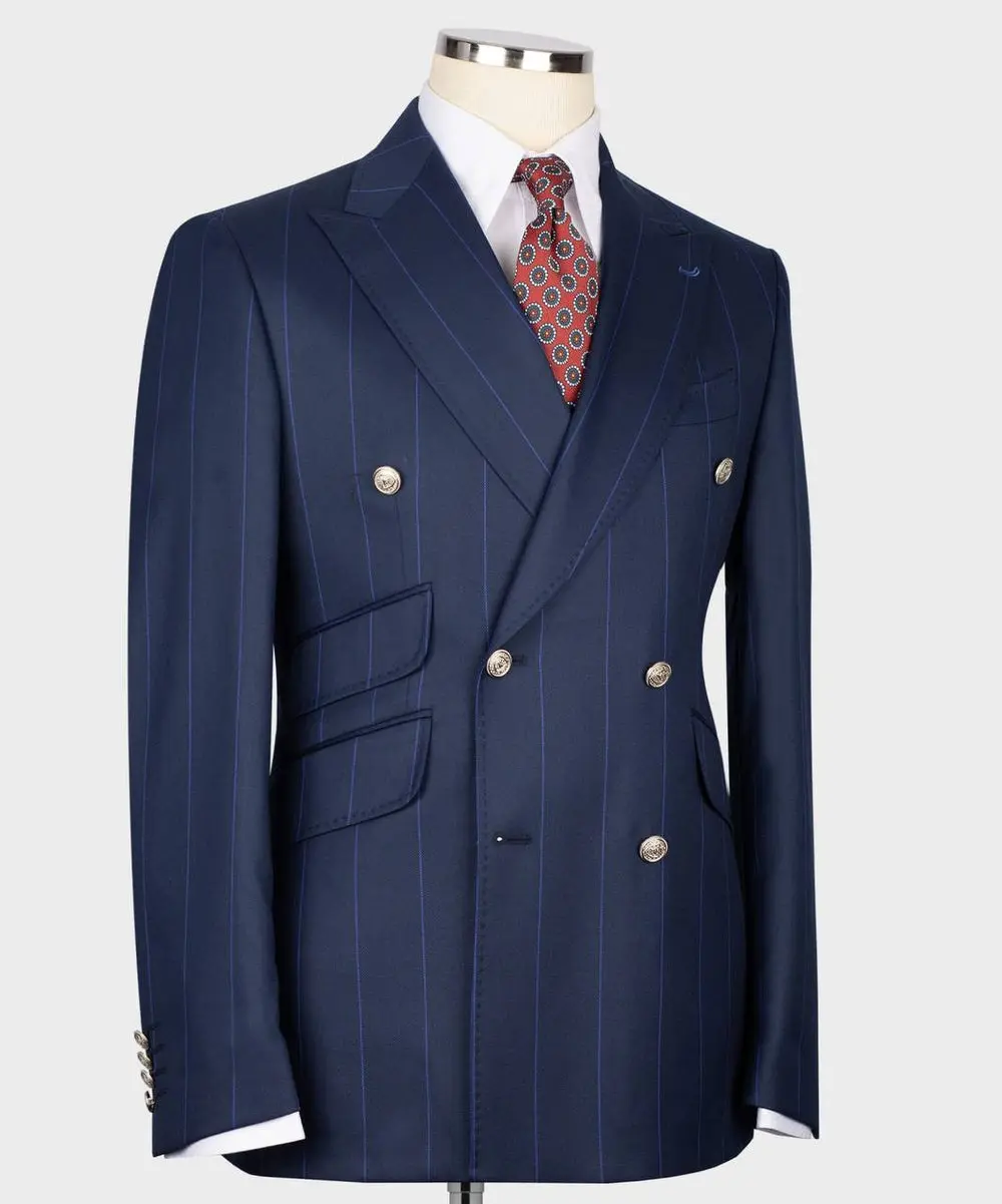 Men's Suit -2 Piece Double Breasted Stripy — photograph 3