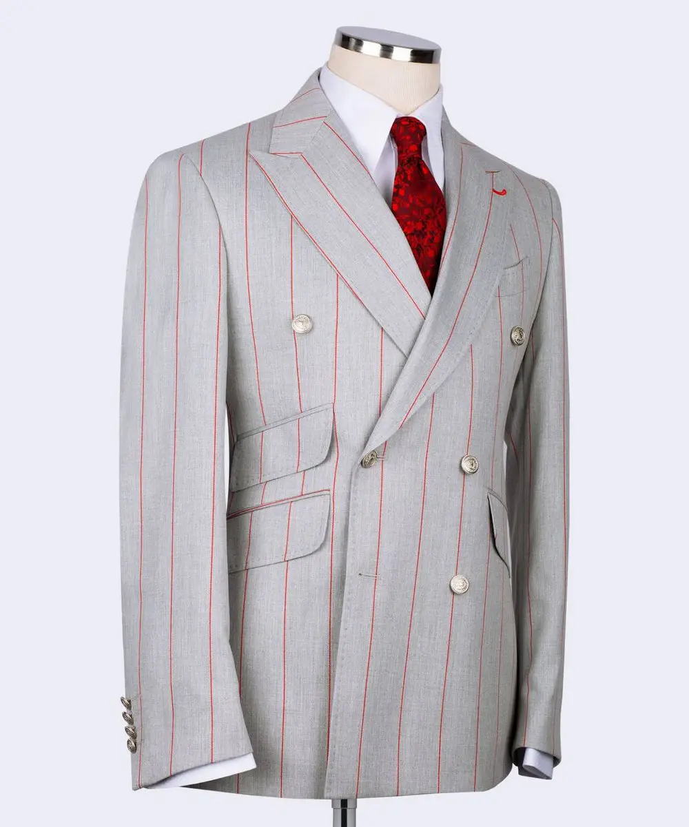 Men's Suit -2 Piece Double Breasted Stripy — photograph 4