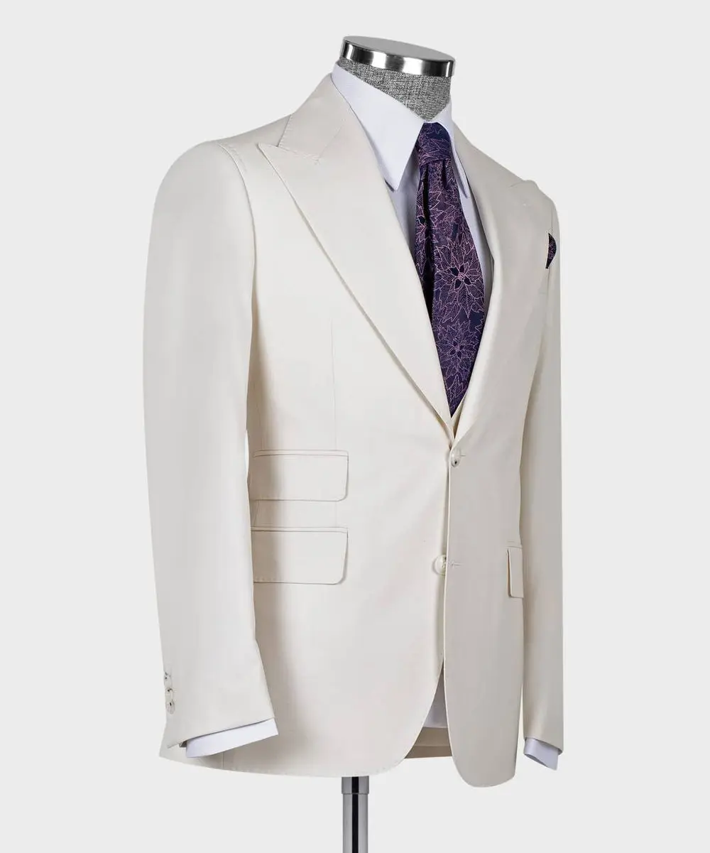 Men's 3 Piece, Beige Classic Suit — photograph 4