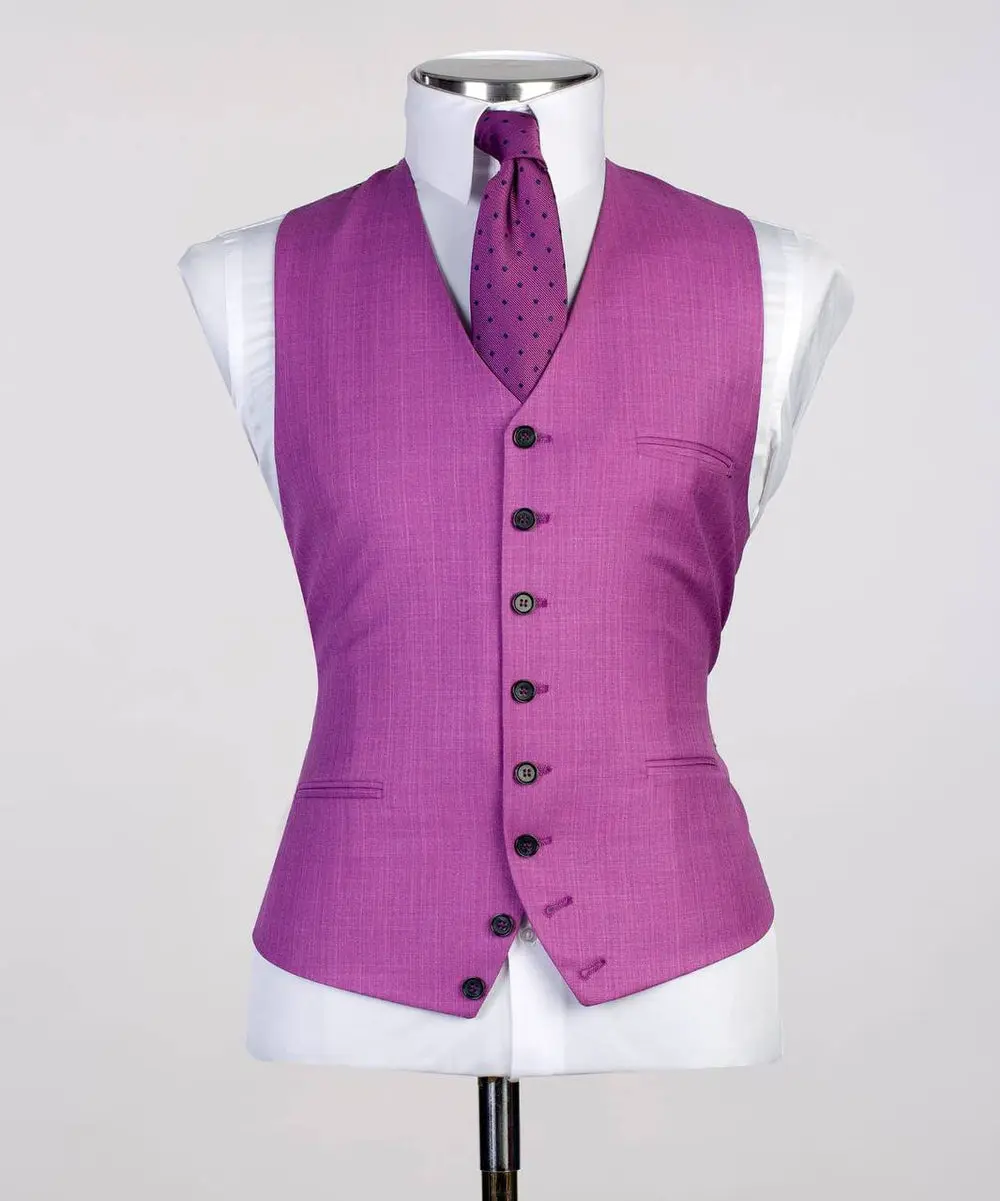 Men's 3 Piece Classic Purple Pink Suit — photograph 4