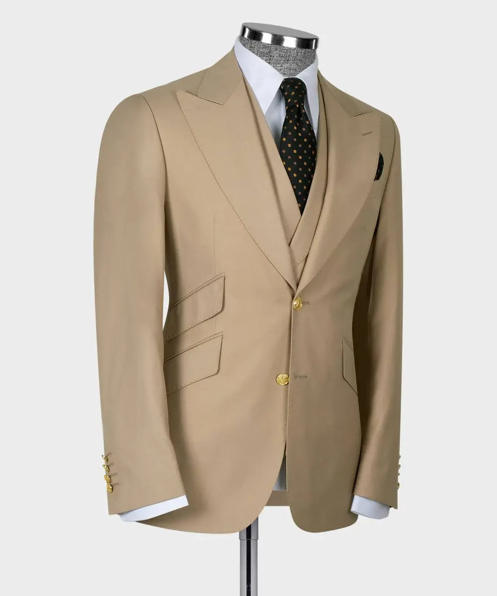 Men's Suit Set, %100 Wool, Beige — photograph 6