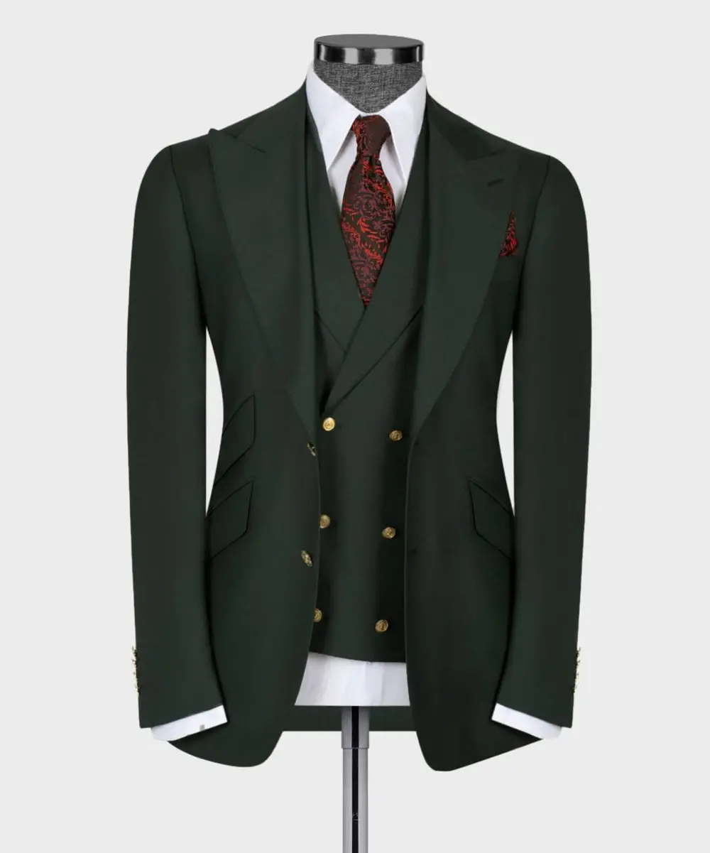Men's Suit Set, %100 Wool, Green — photograph 1