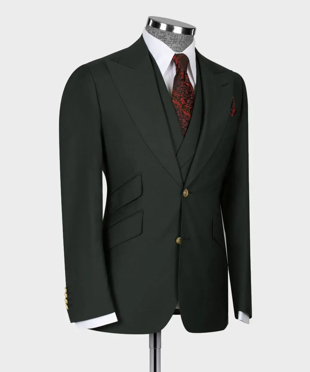Men's Suit Set, %100 Wool, Green — photograph 4