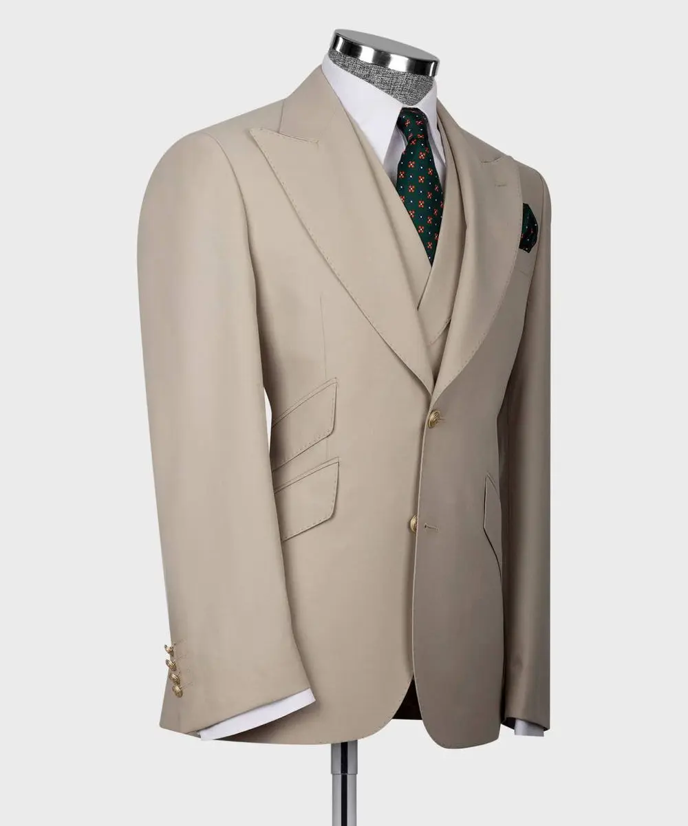 Men's Suit Set, %100 Wool, Stone — photograph 4
