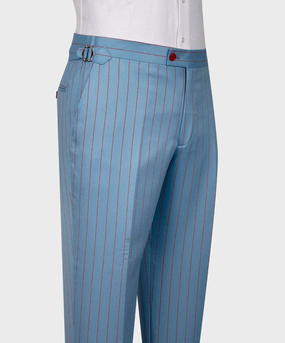 Men's Suit Set, %100 Wool, Striped, Blue — photograph 6