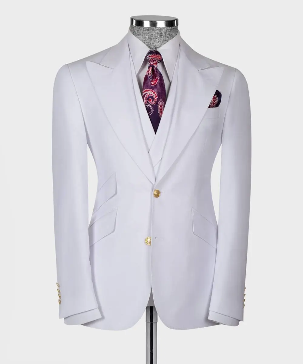 Men's Suit Set, %100 Wool, White — photograph 3
