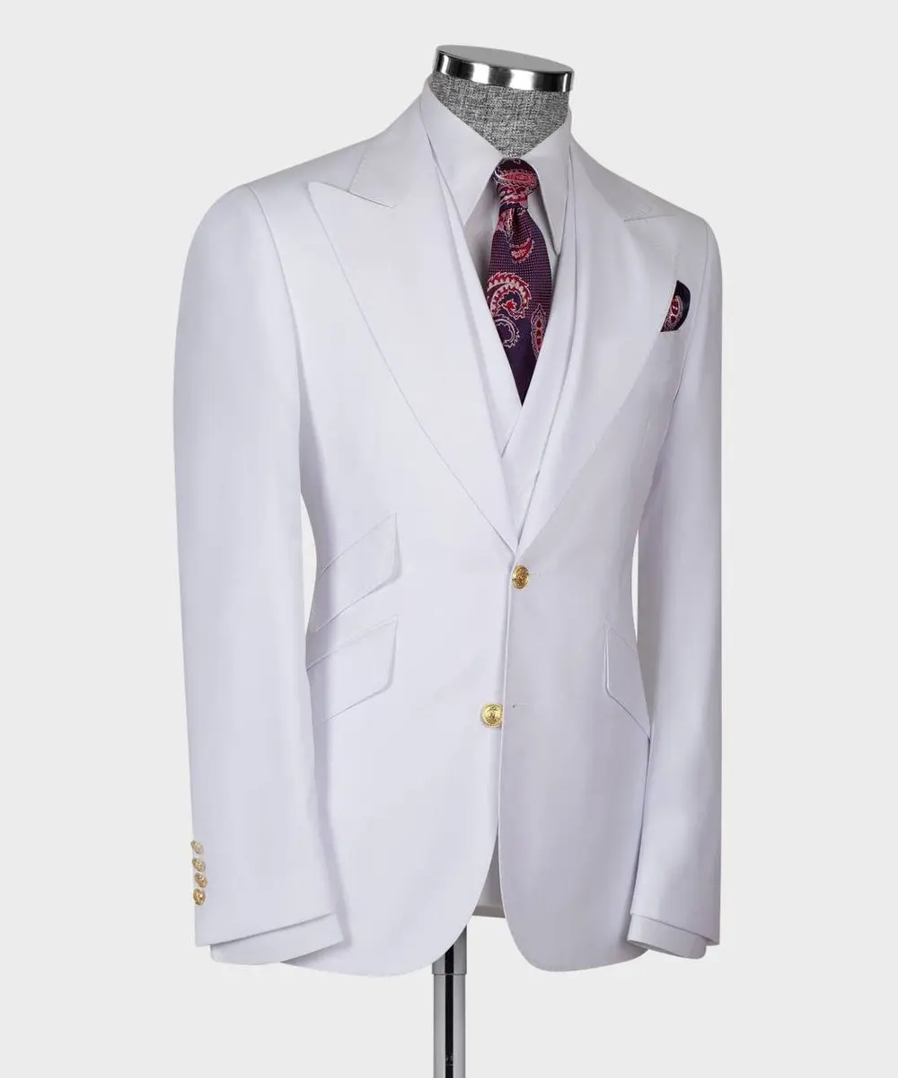 Men's Suit Set, %100 Wool, White — photograph 4