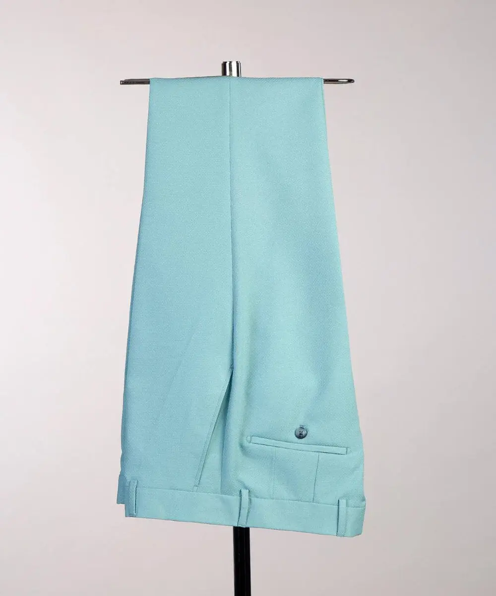 Men's Turquoise Tuxedo-Asymmetrical Satin Lapel — photograph 7