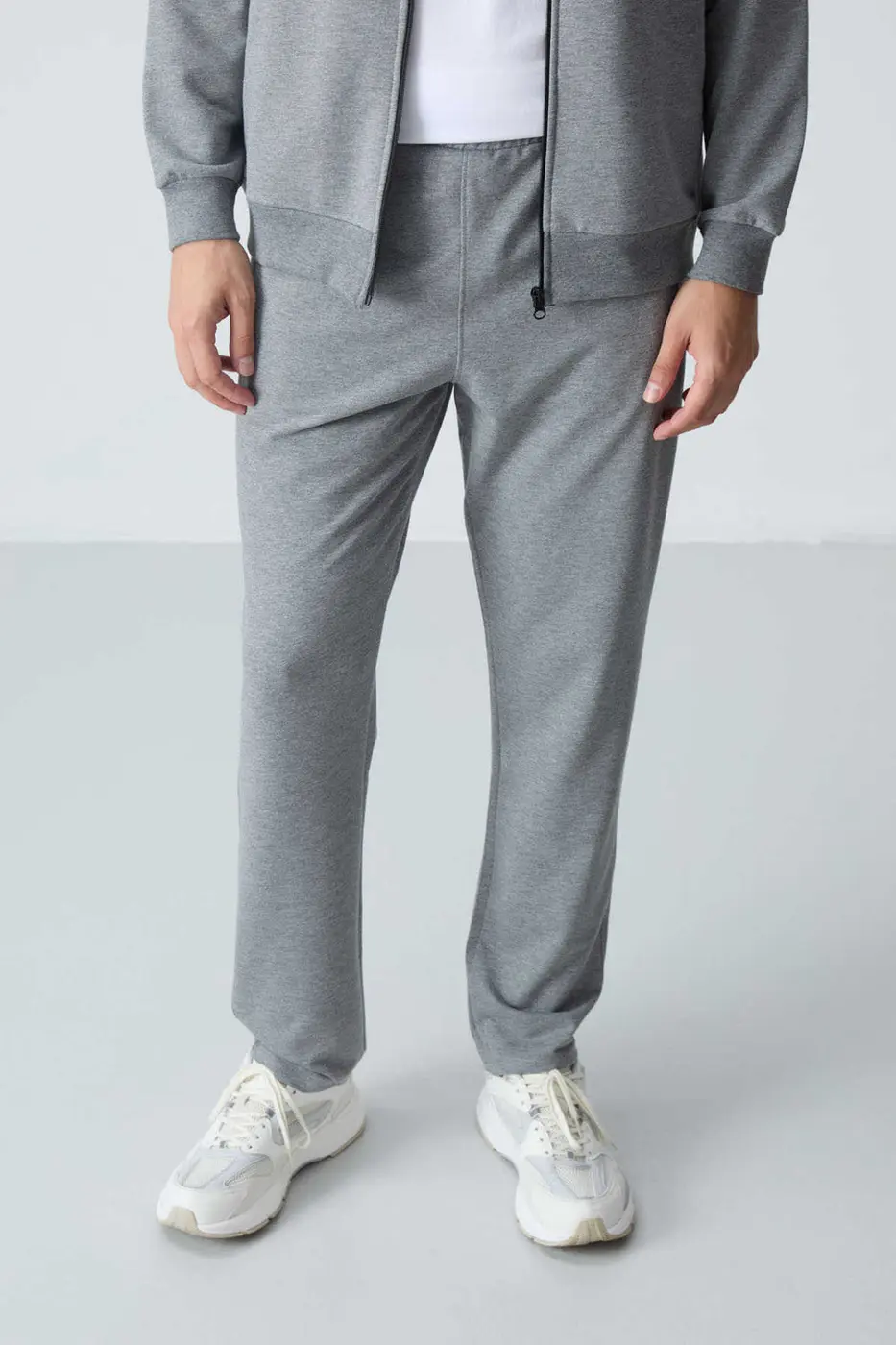 Men's Grey Melange Comfort Fit Tracksuit Set — photograph 4