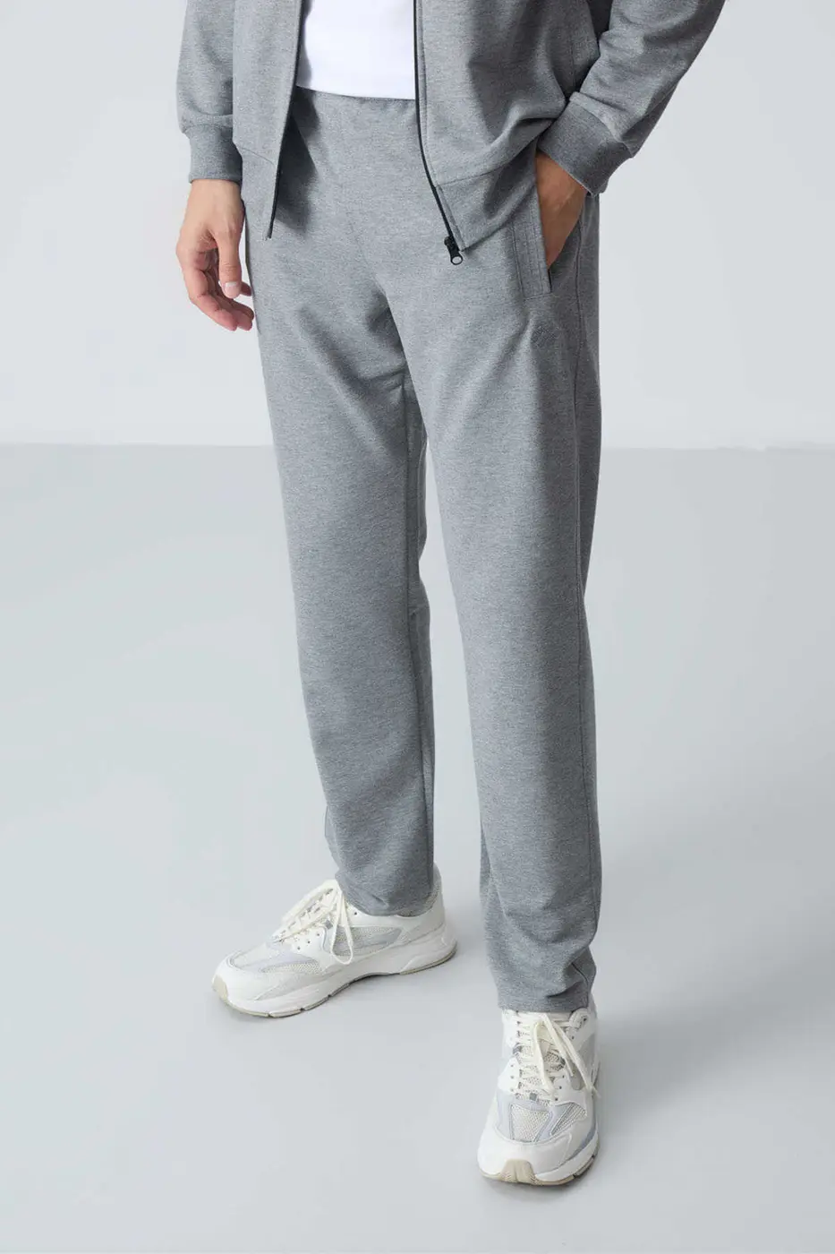 Men's Grey Melange Comfort Fit Tracksuit Set — photograph 6