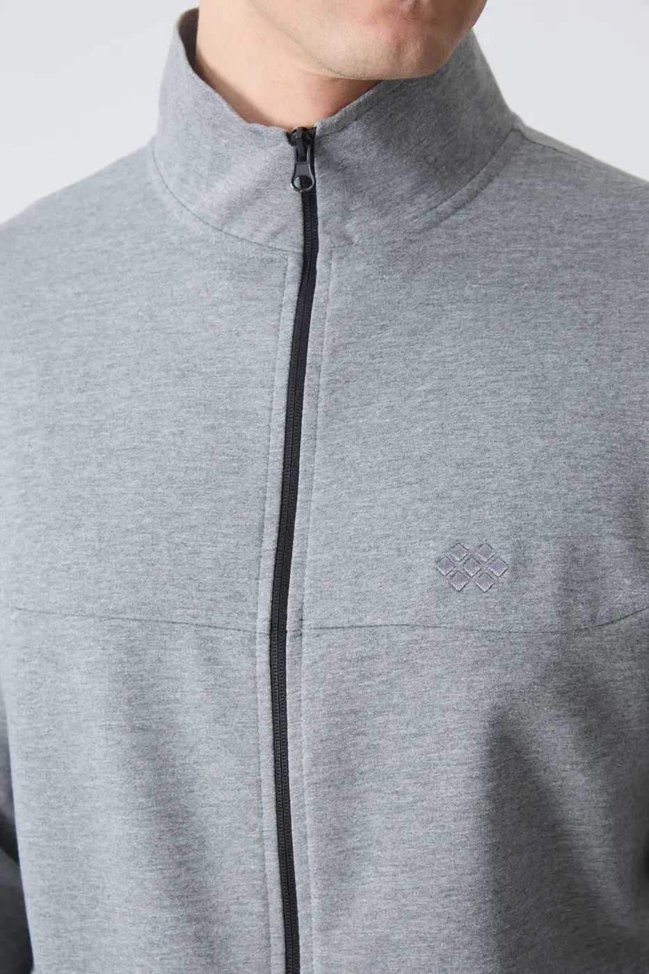 Men's Grey Melange Comfort Fit Tracksuit Set — photograph 7