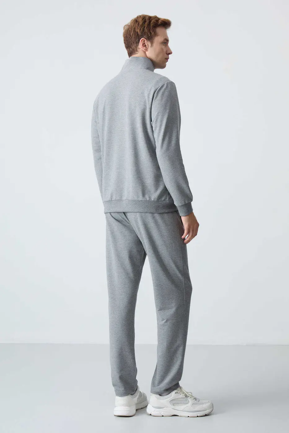 Men's Grey Melange Comfort Fit Tracksuit Set — photograph 9