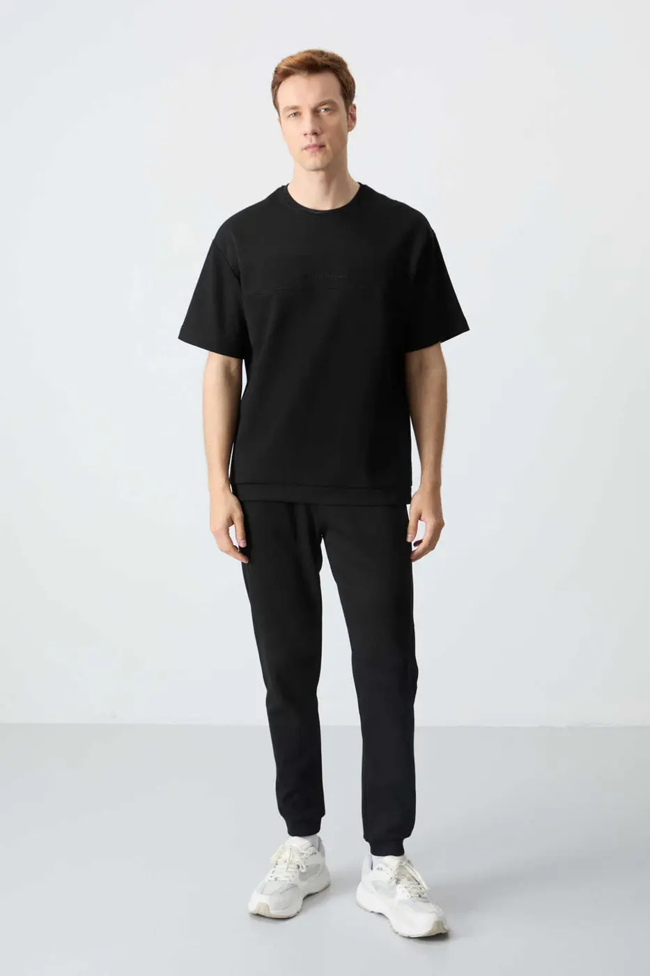 Men's-Black-Short Sleeve-Tracksuit Set — photograph 1