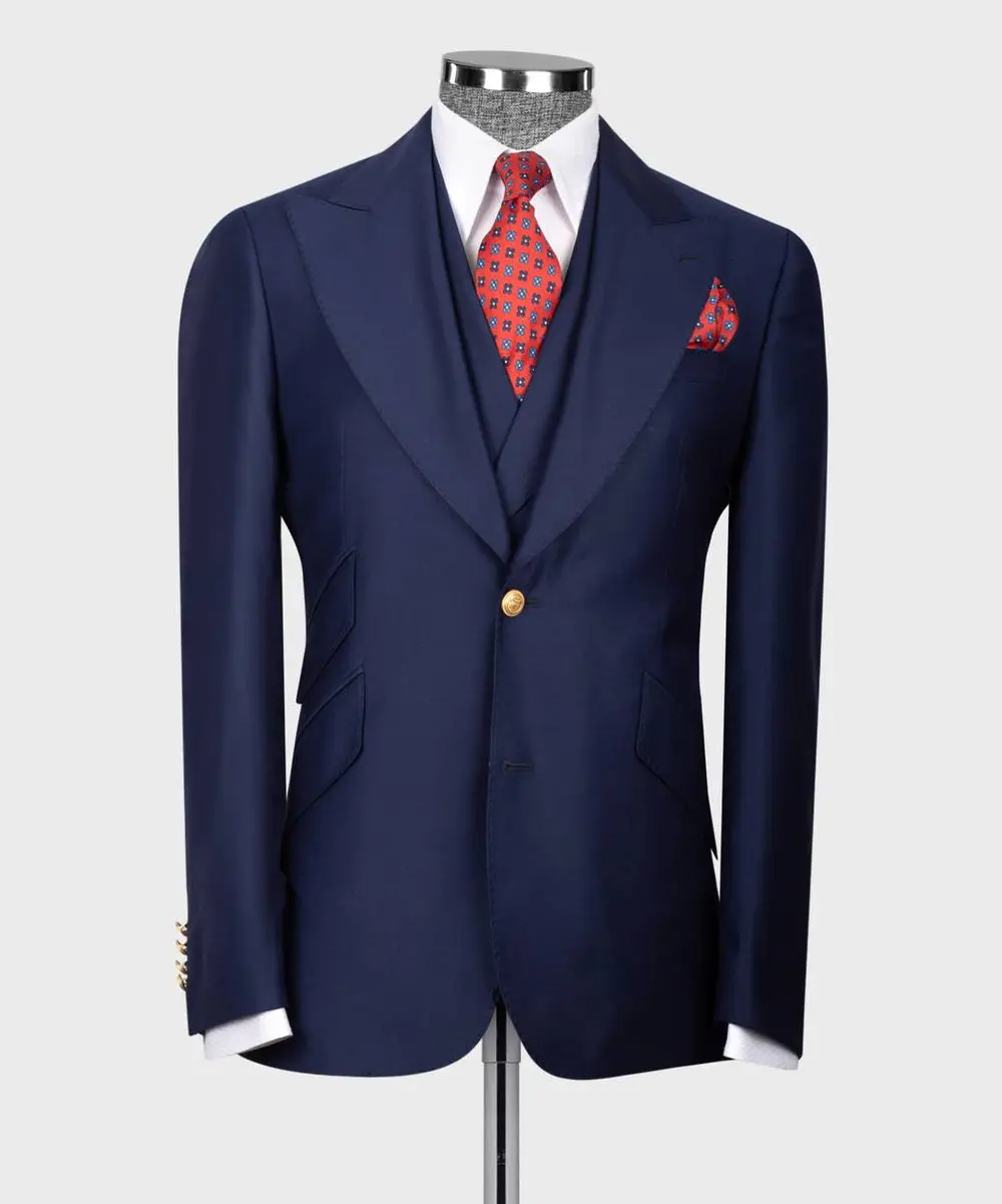 Men's Suit Set, %100 Wool, Navy — photograph 3