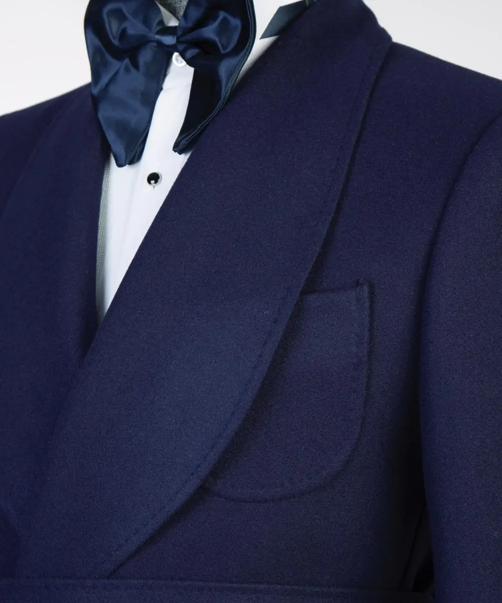 Navy Double Breasted Men’s Long Coat — photograph 2