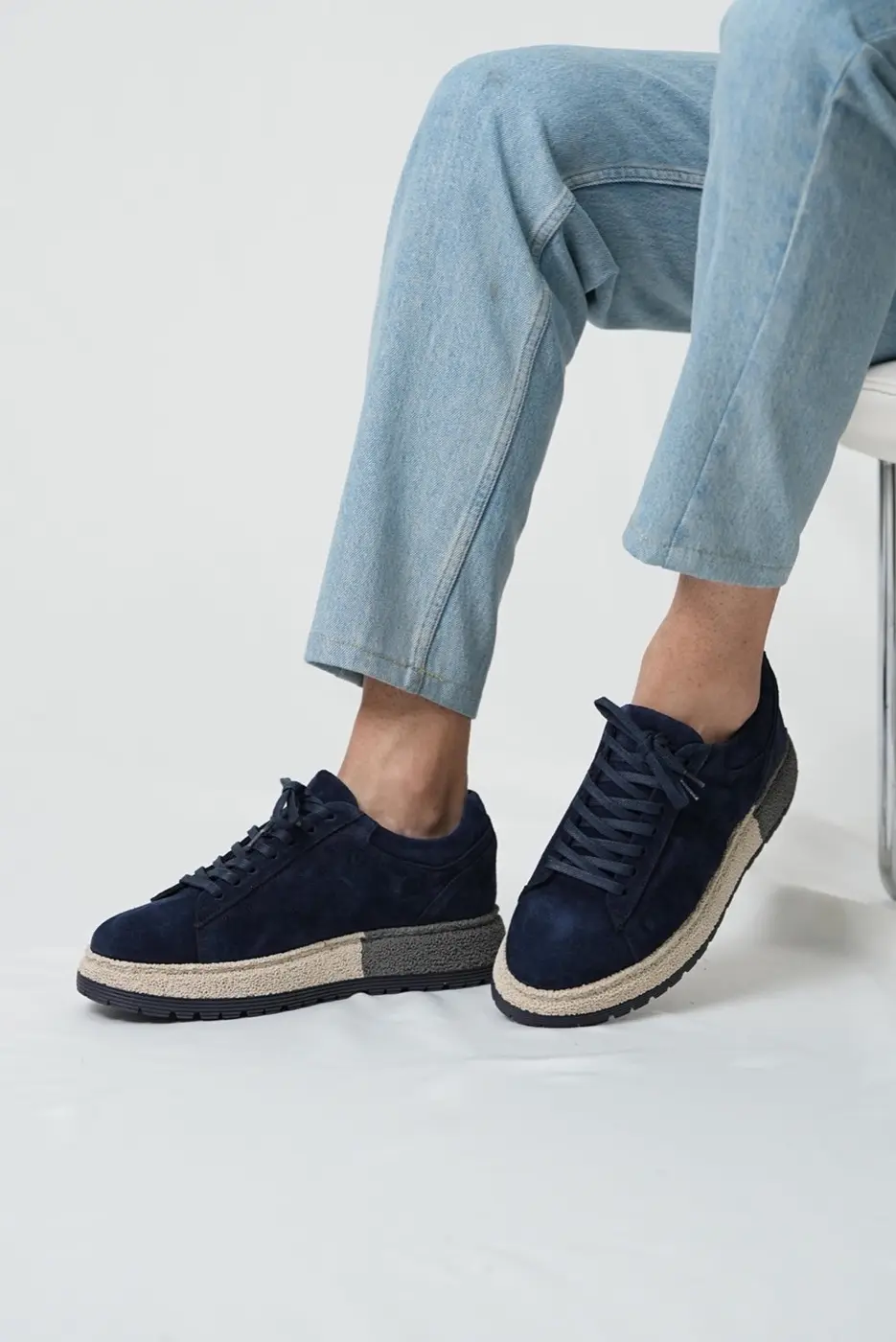 Navy Suede Sneakers for Men — photograph 1