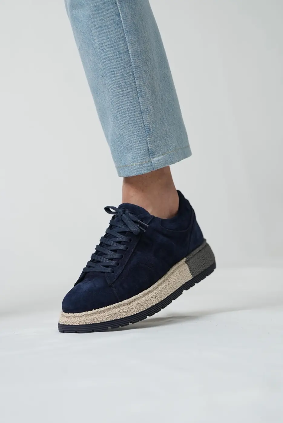 Navy Suede Sneakers for Men — photograph 3
