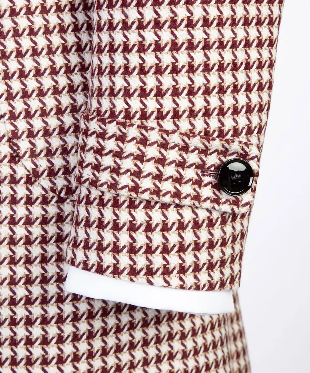 Red Houndstooth Men’s Long Coat — photograph 6