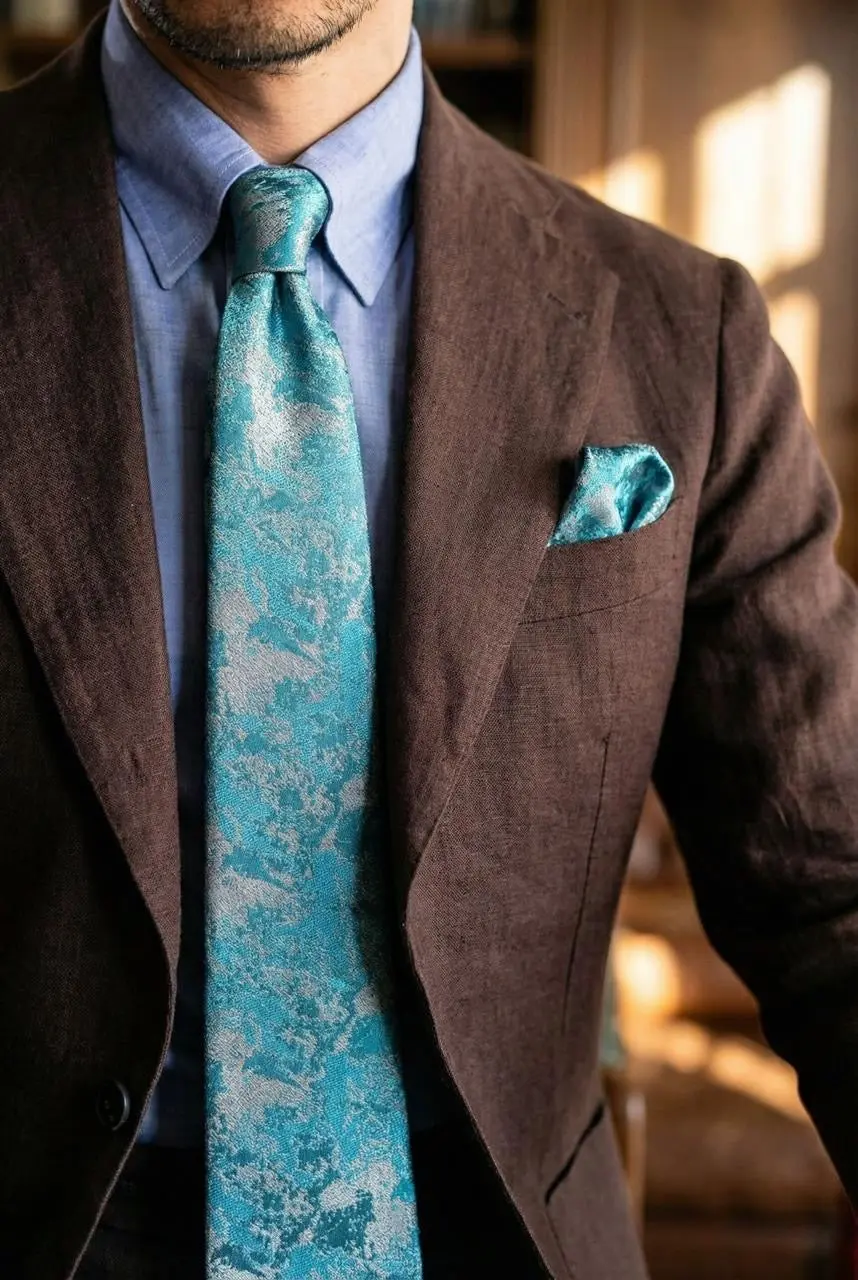 Signature Men’s Tie-Turquoise Blue — photograph 1