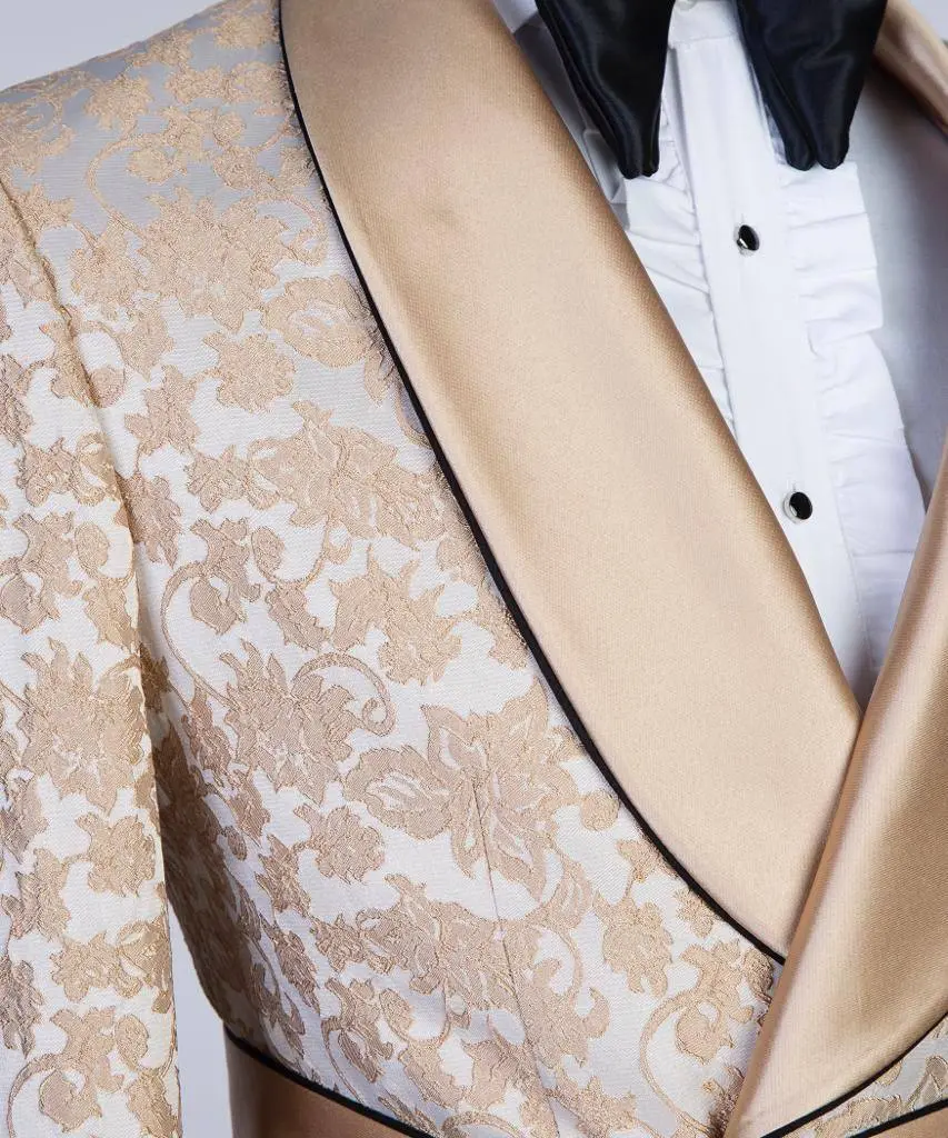 Men's Milky Brown Lace Designed Tuxedo — photograph 2