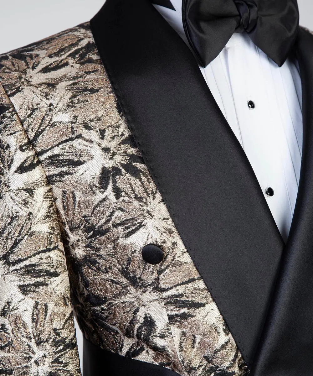 Belted Tuxedo Black and Gold Patterned — photograph 2