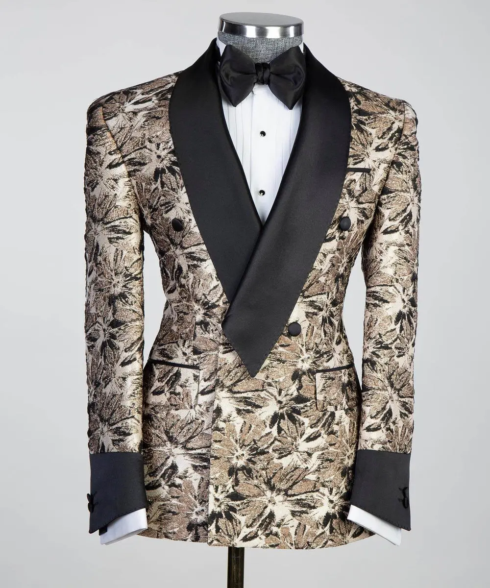 Belted Tuxedo Black and Gold Patterned — photograph 4