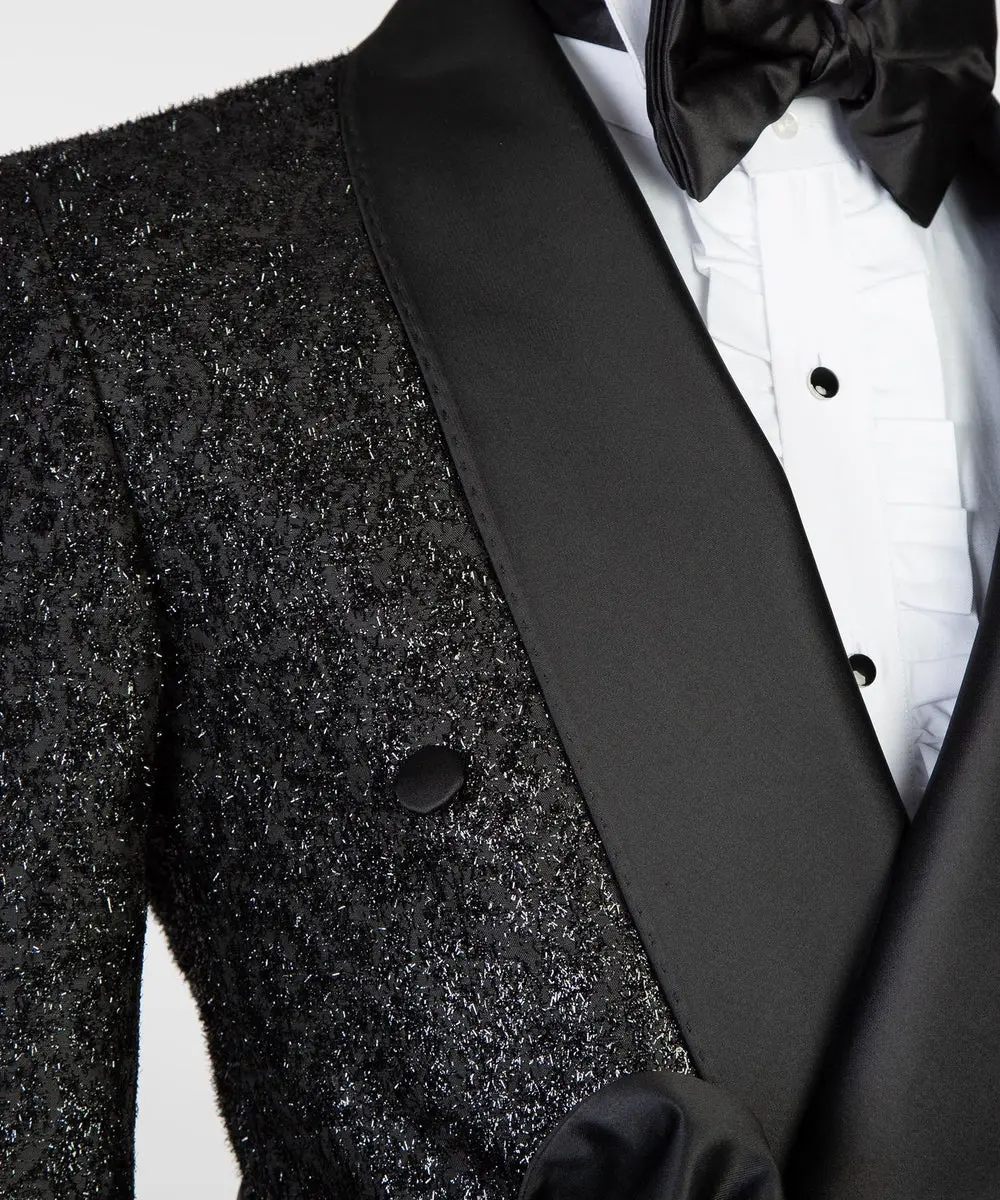 Men's 3 Piece Black Shining Tuxedo Suit — photograph 2