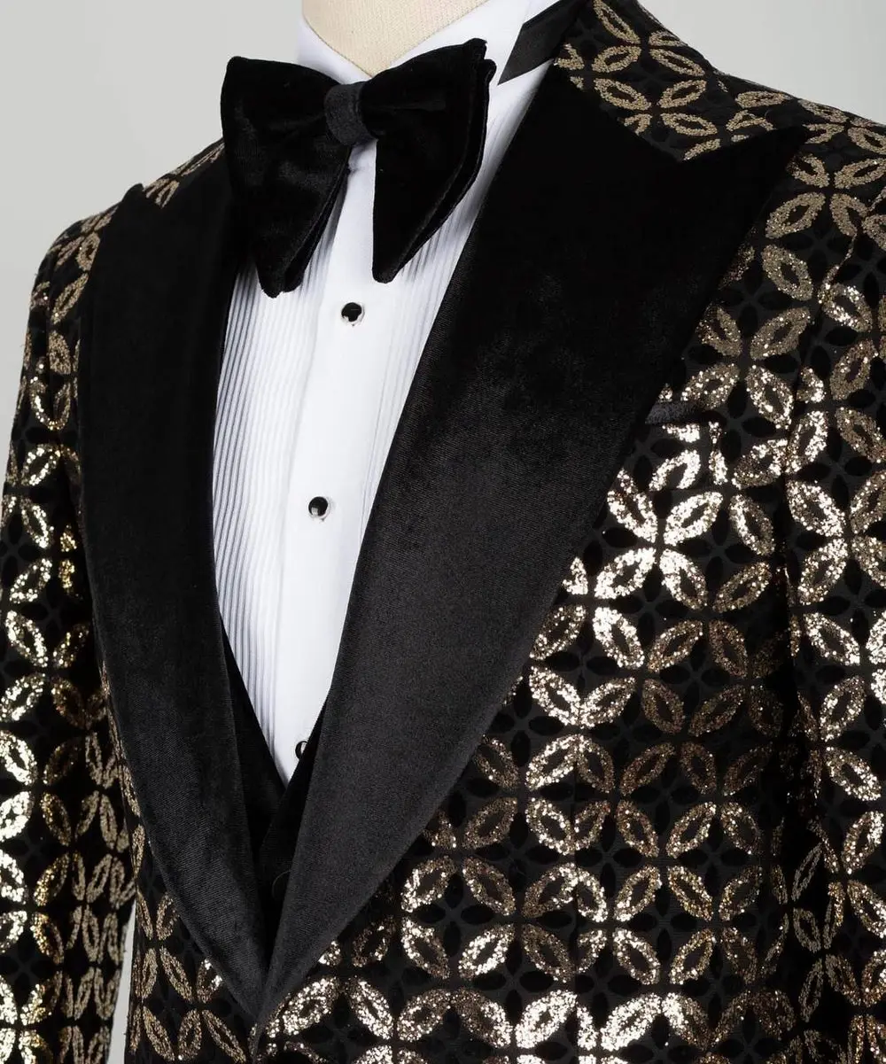 Men's 3 Piece Velvet Shiny Tuxedo — photograph 2