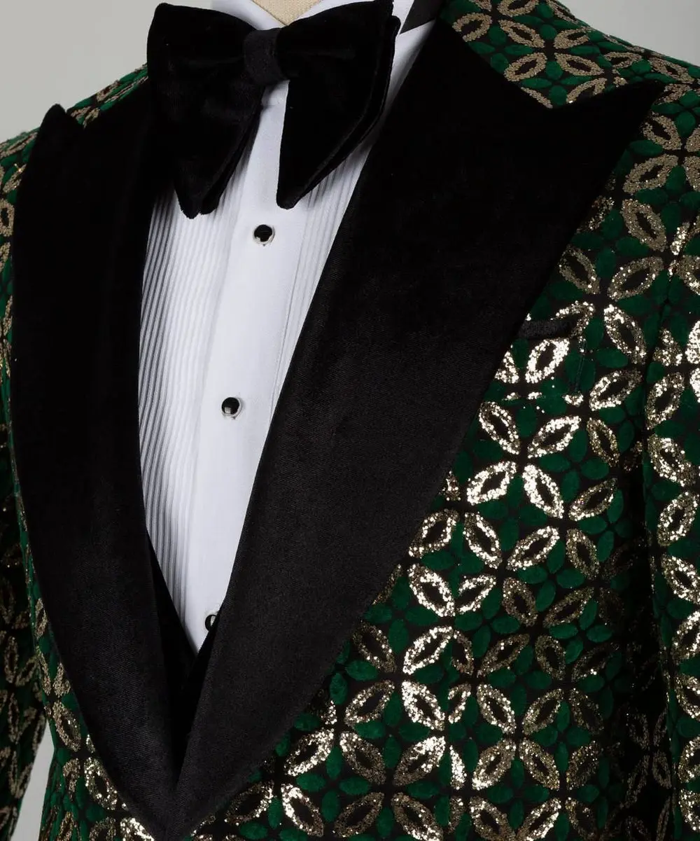 Men's 3 Piece Velvet Shiny Tuxedo — photograph 2
