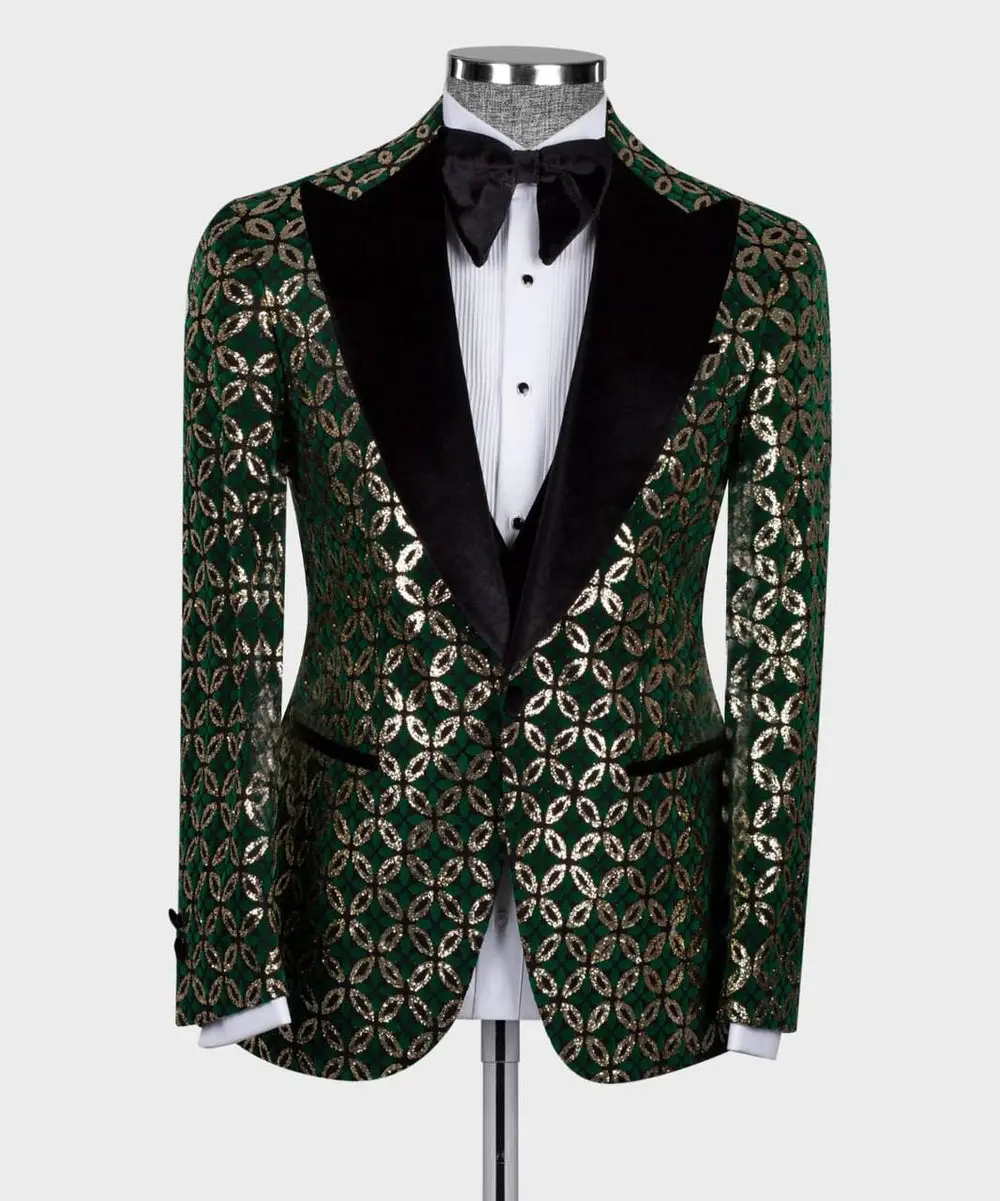 Men's 3 Piece Velvet Shiny Tuxedo — photograph 5