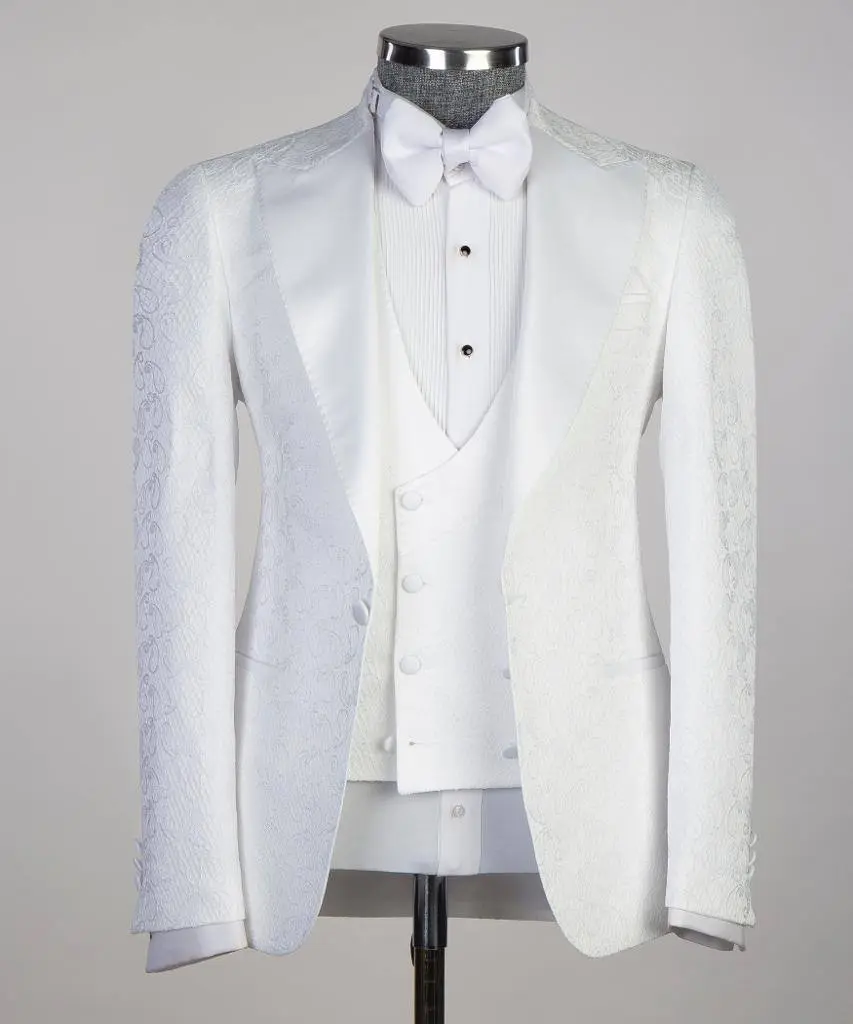 White Tuxedo 3 Piece Floral Design — photograph 1