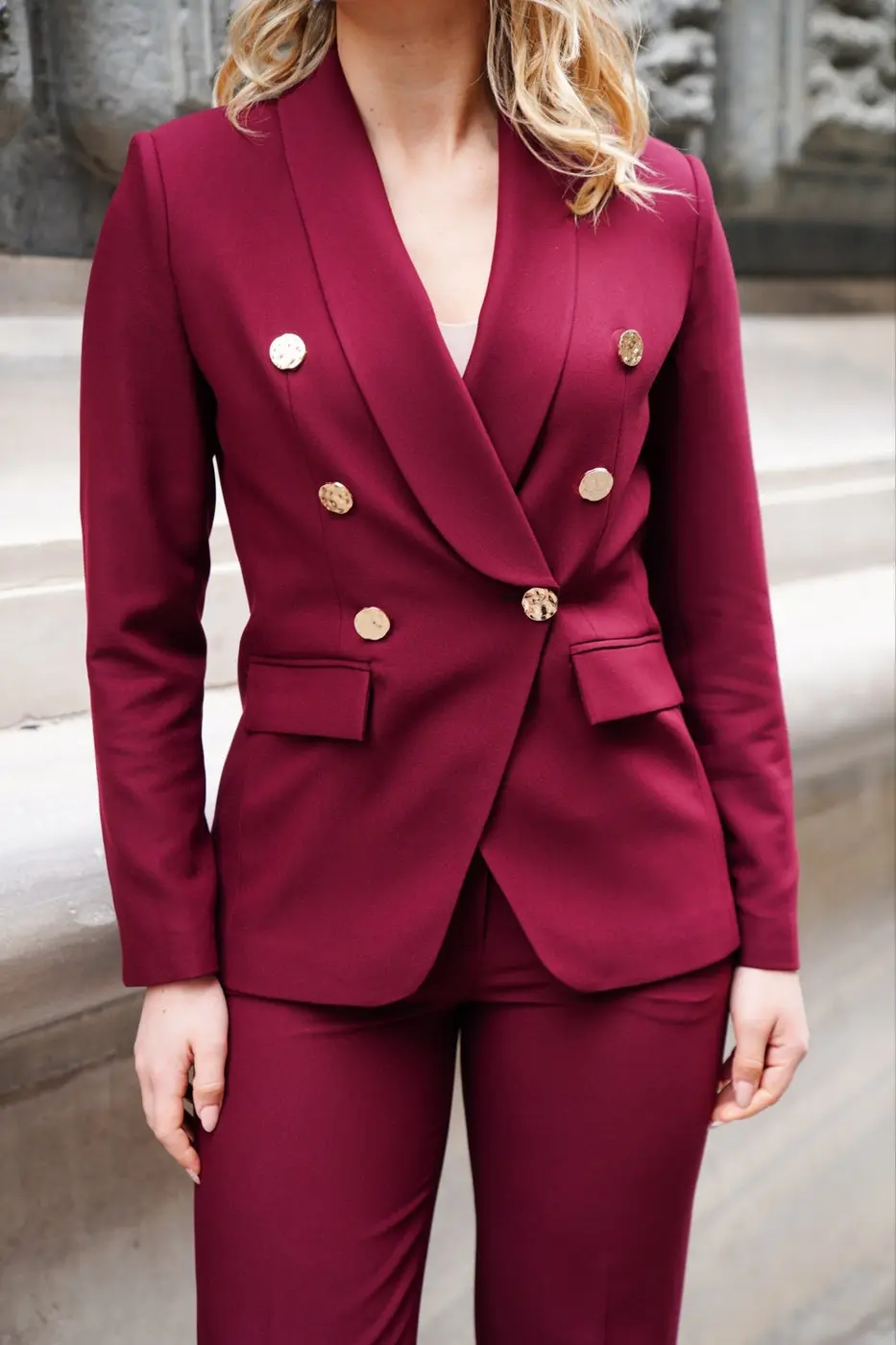 Women's 2 Piece Suit Set-Red — photograph 2