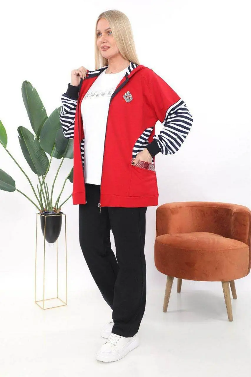 Women's 3-Piece- Plus Size- Tracksuit Set — photograph 3